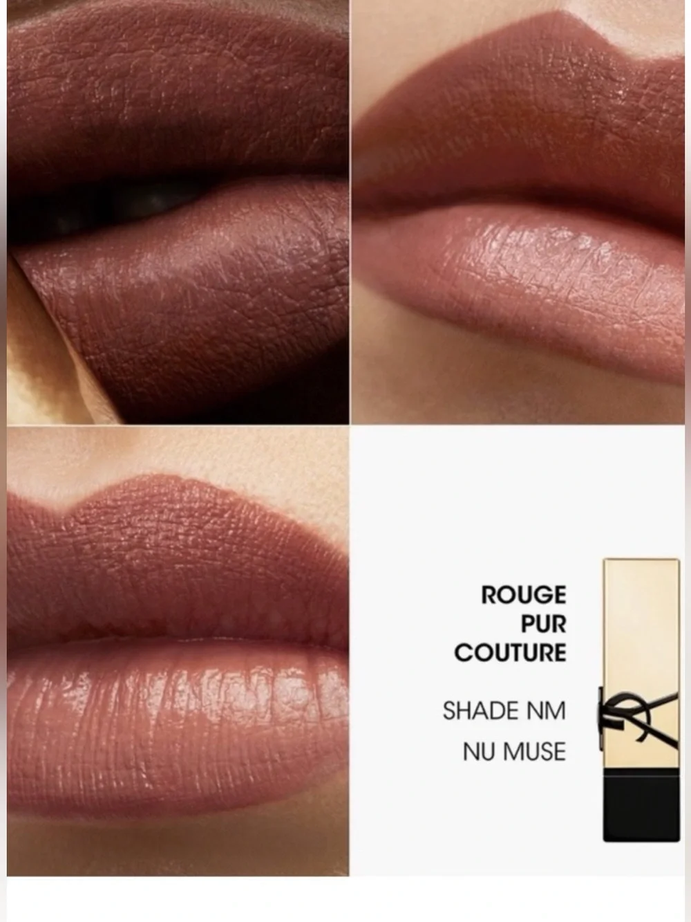NIB YSL Rouge Pur Couture Satin Lipstick Travel Size (1.3 g)- Shade: NM Nu Muse